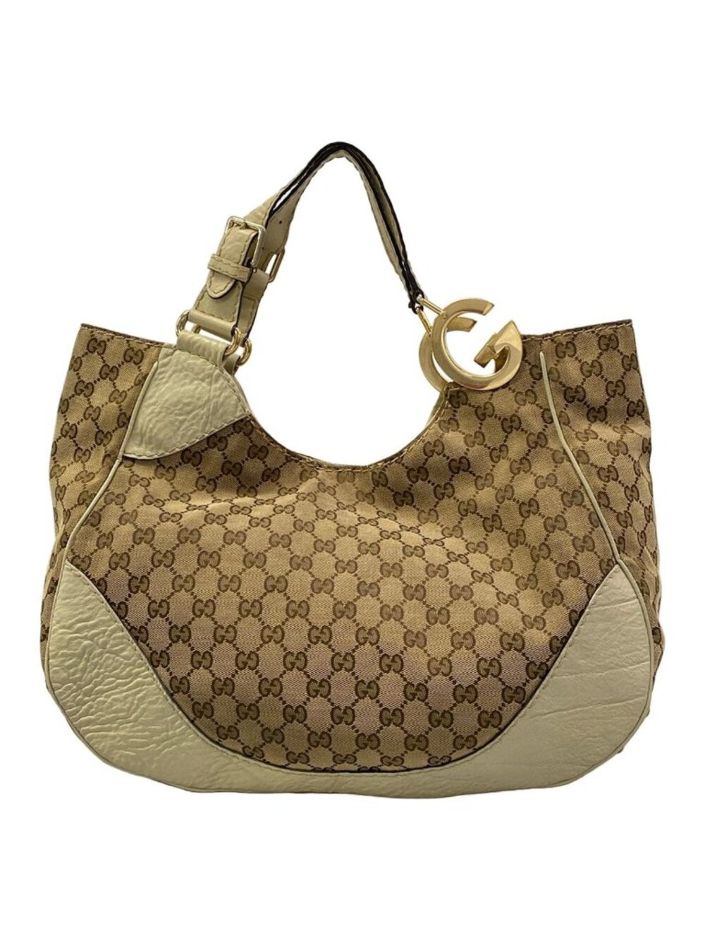 Gucci Tote Bag Charlotte Beige Dark Brown White Leather